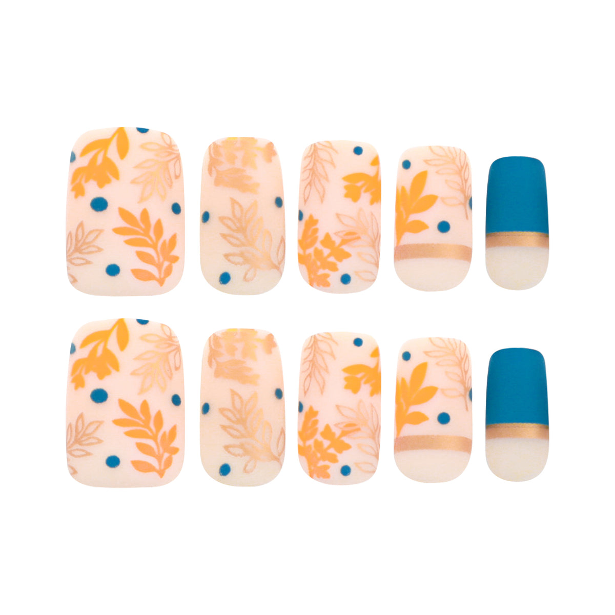 Kunstvolles Nageldesign mit floralem und goldenem Akzent Brehn