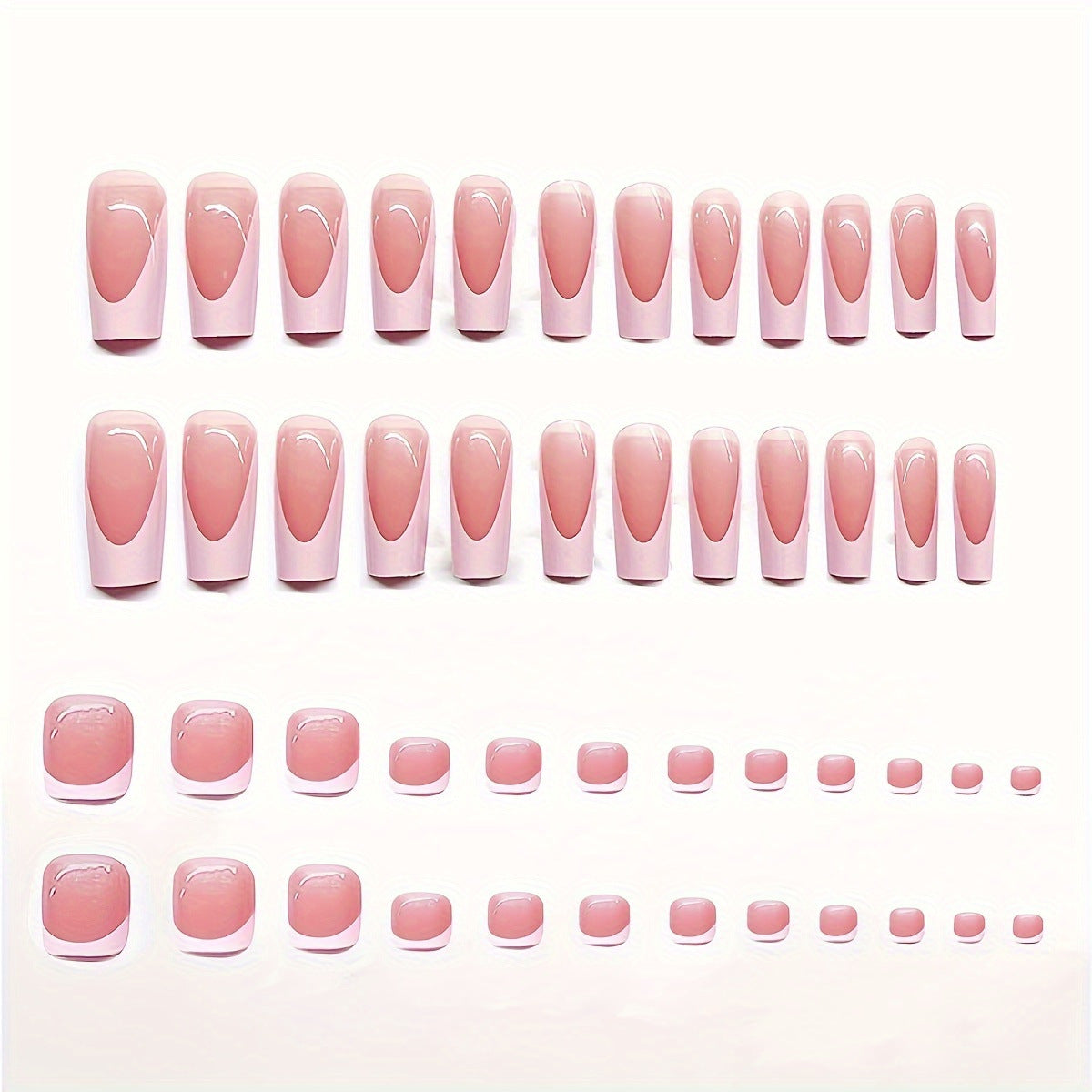 Künstlerisches French Tip Press-On Nail Set mit transparentem Design Brehn