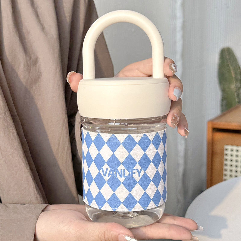 Damen Hochwertige Glas Trinkflasche mit ergonomischem Tragegriff Brehn