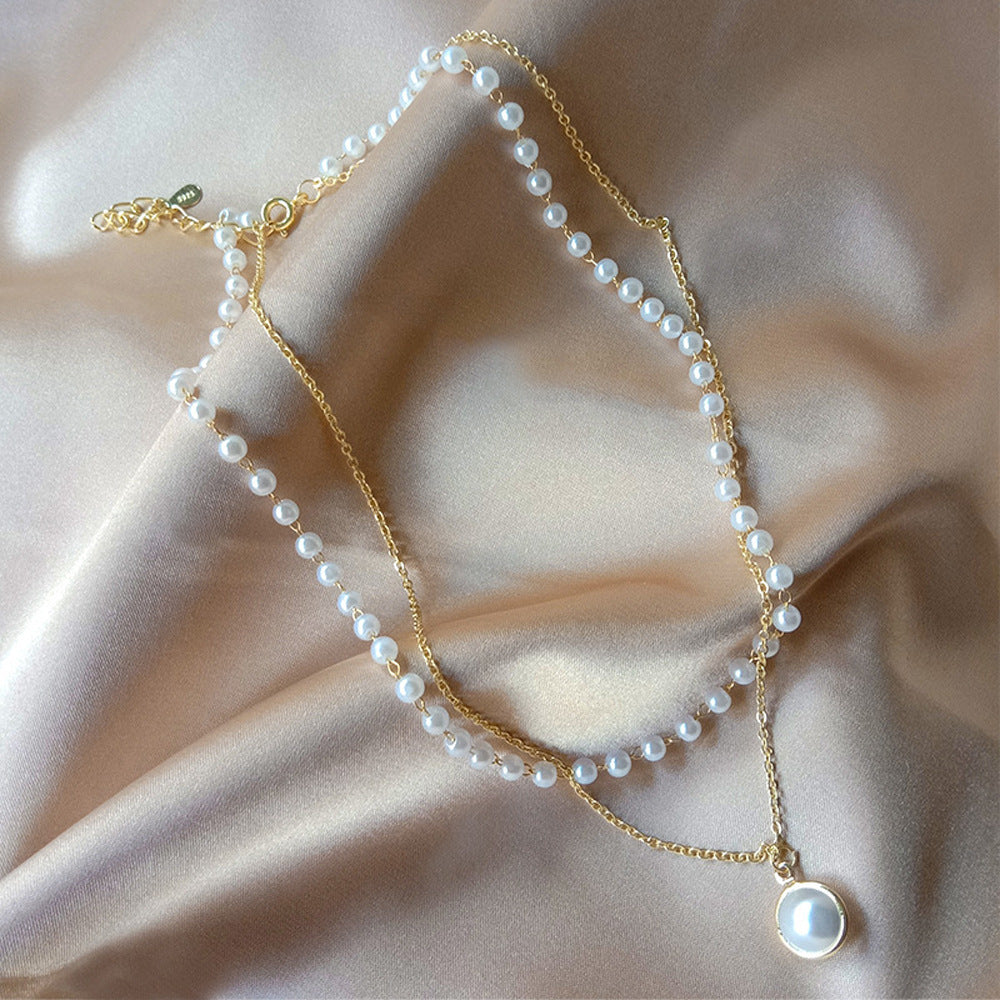 Elegante geschichtete Perlenkette Brehn