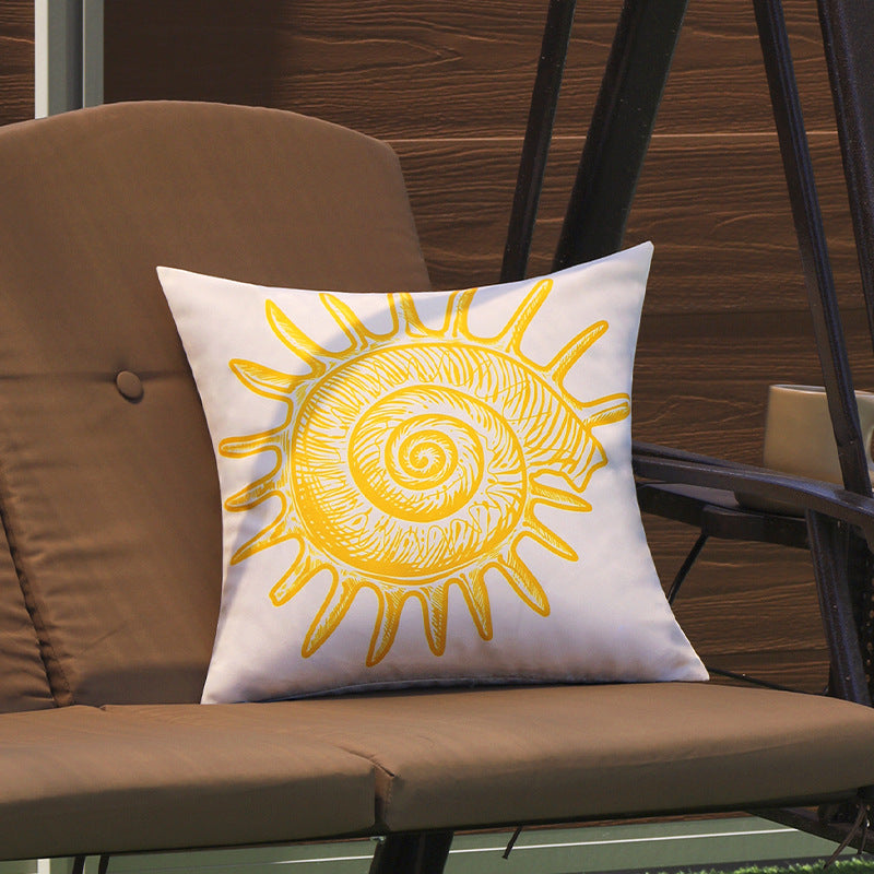 Quadratischer Outdoor-Kissenbezug mit großflächigem Seestern‑Motiv aus wasserabweisendem Polyester Brehn