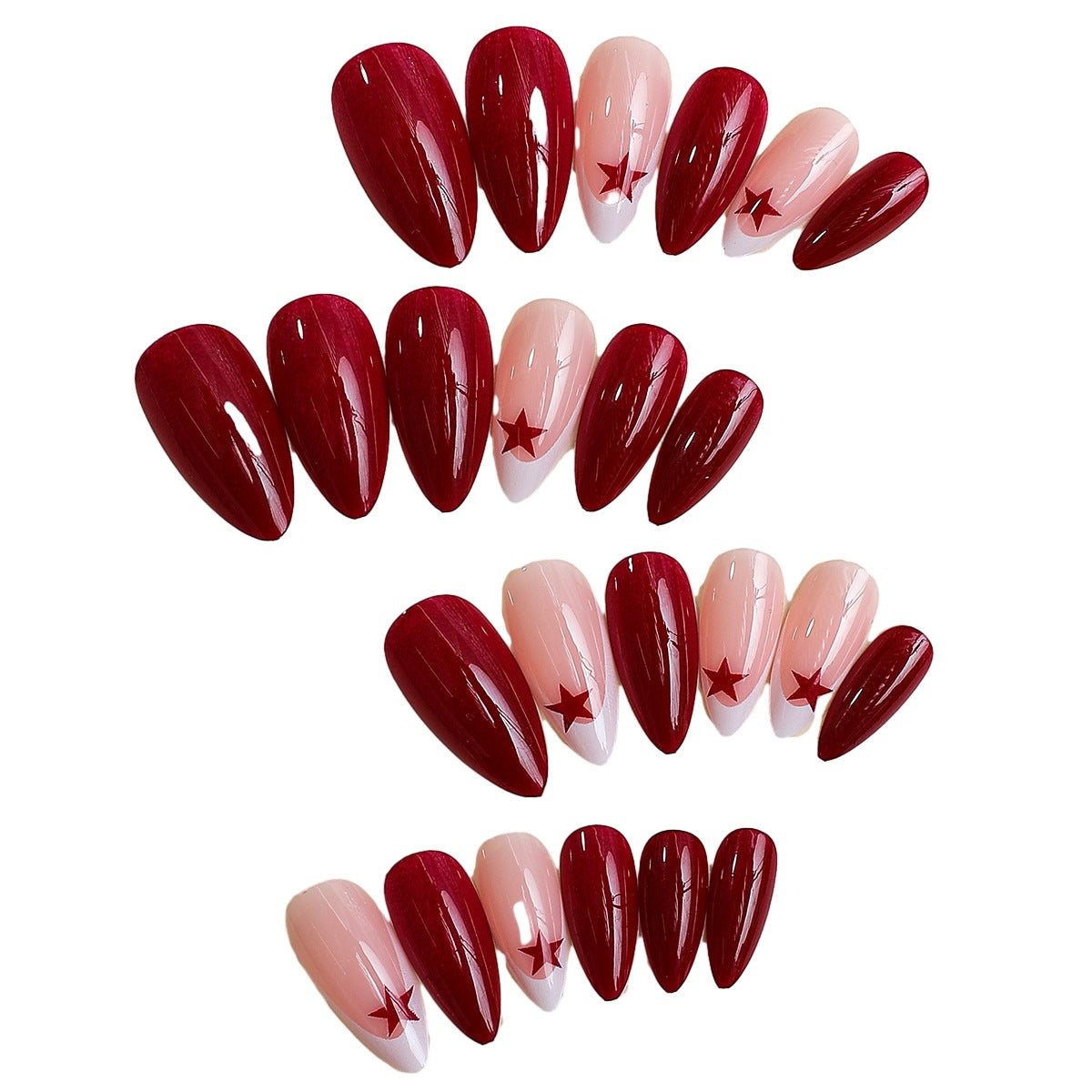 Premium Press-On Nail Set mit Stern- und Glanzdesign Brehn
