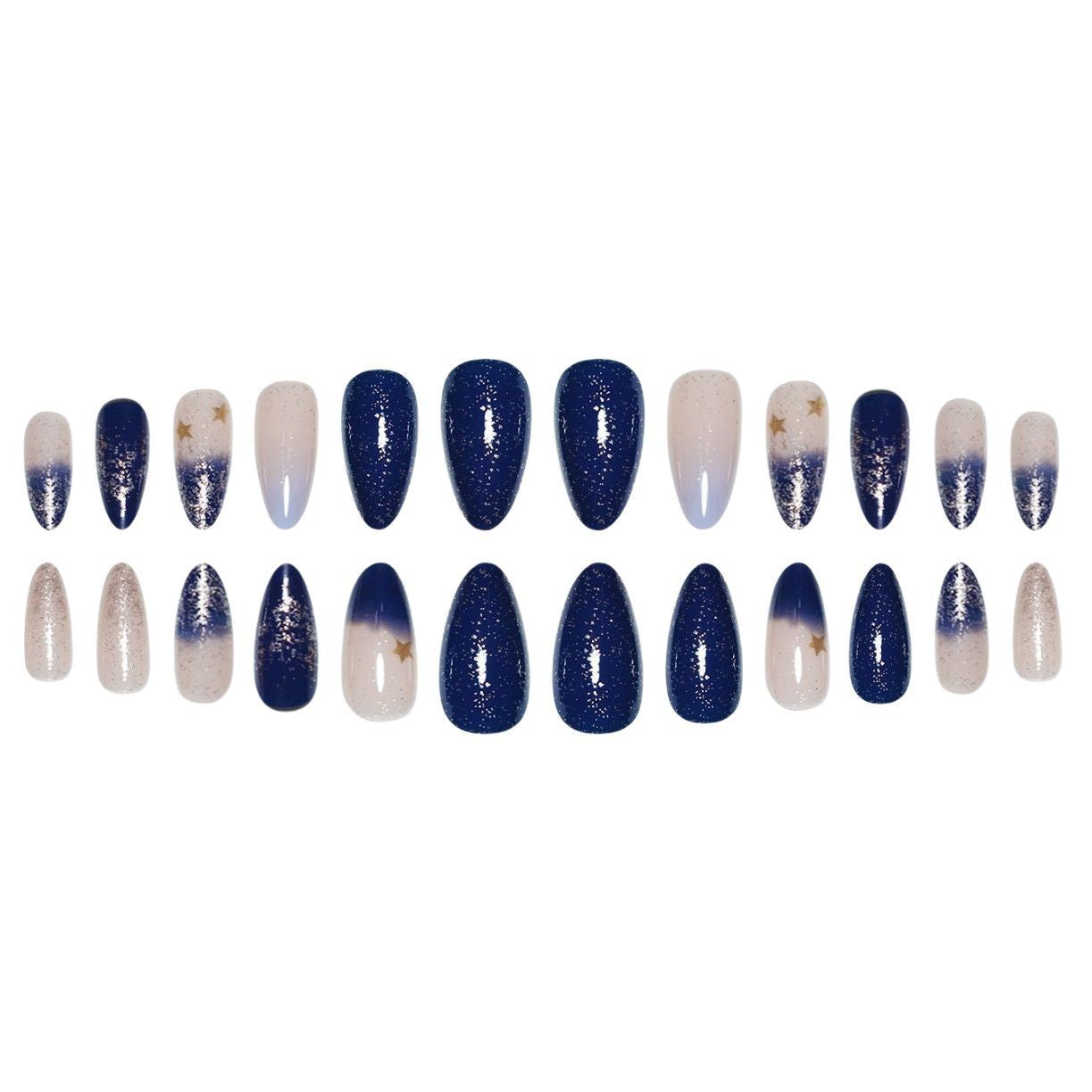 Stiletto Press-On-Nailart-Erweiterungen mit Sternen-Designs Brehn