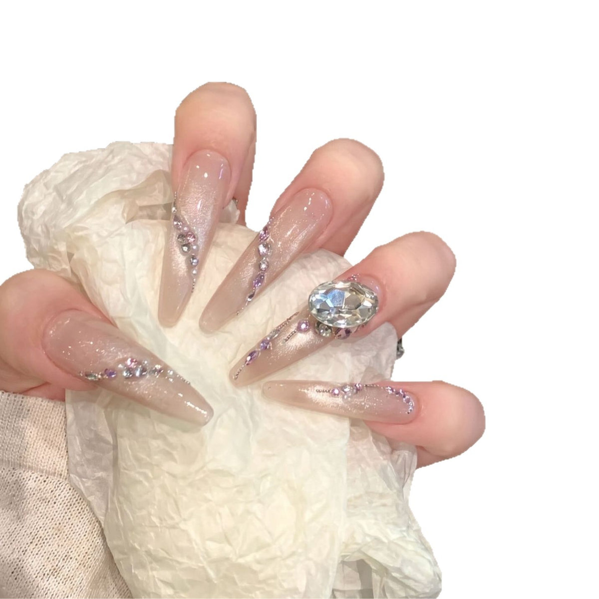Glamouröse mit Strass verzierte Stiletto Press-On Nägel Brehn