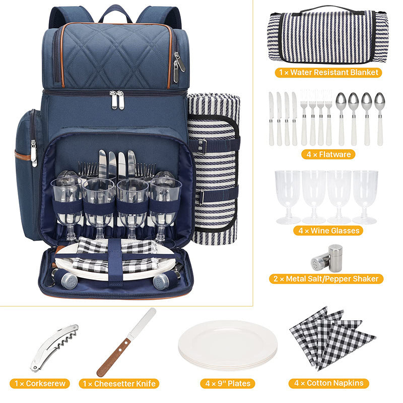 Isolierte Picknick-Rucksack mit Essgeschirr