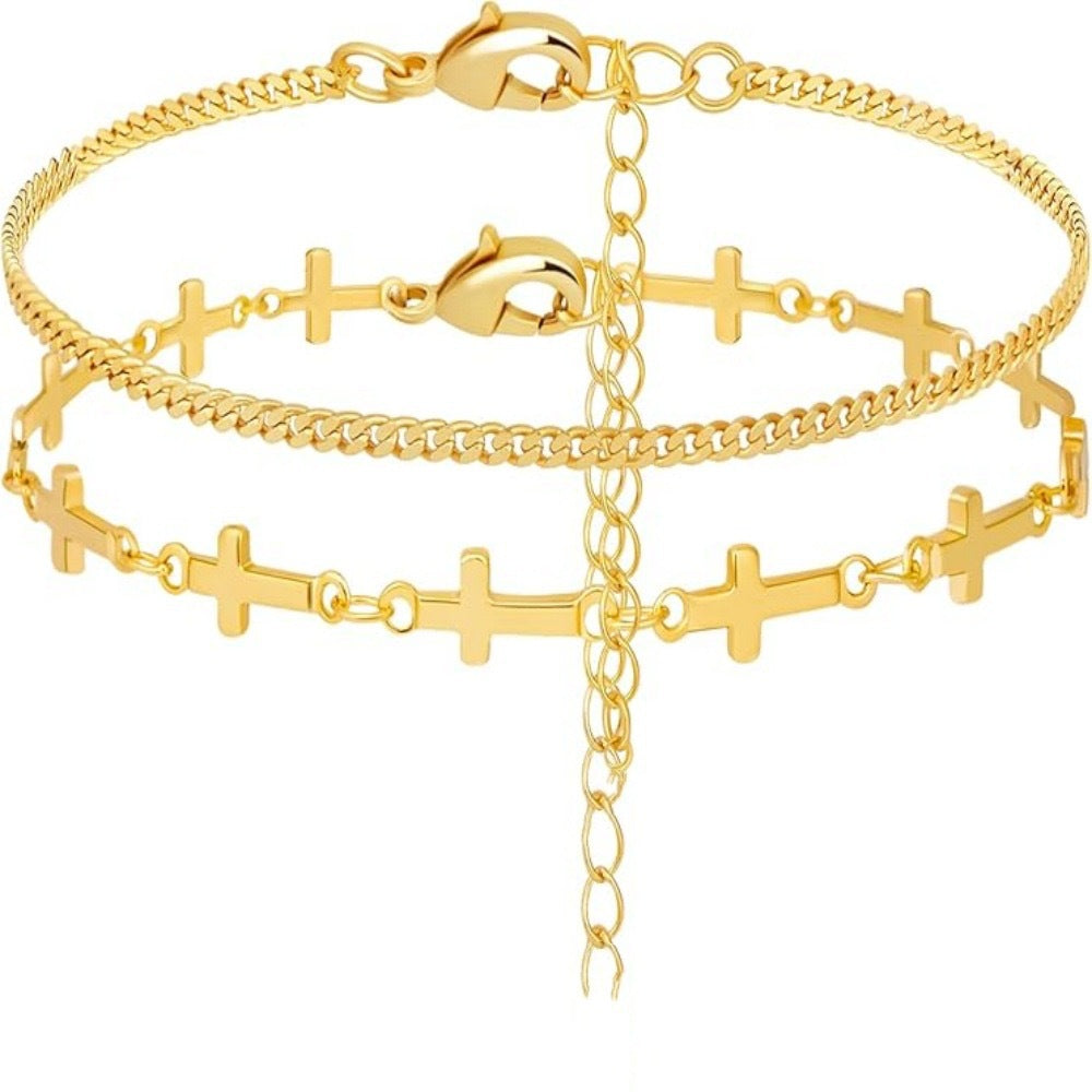 Gestapelte Kreuz Charm Armband Brehn