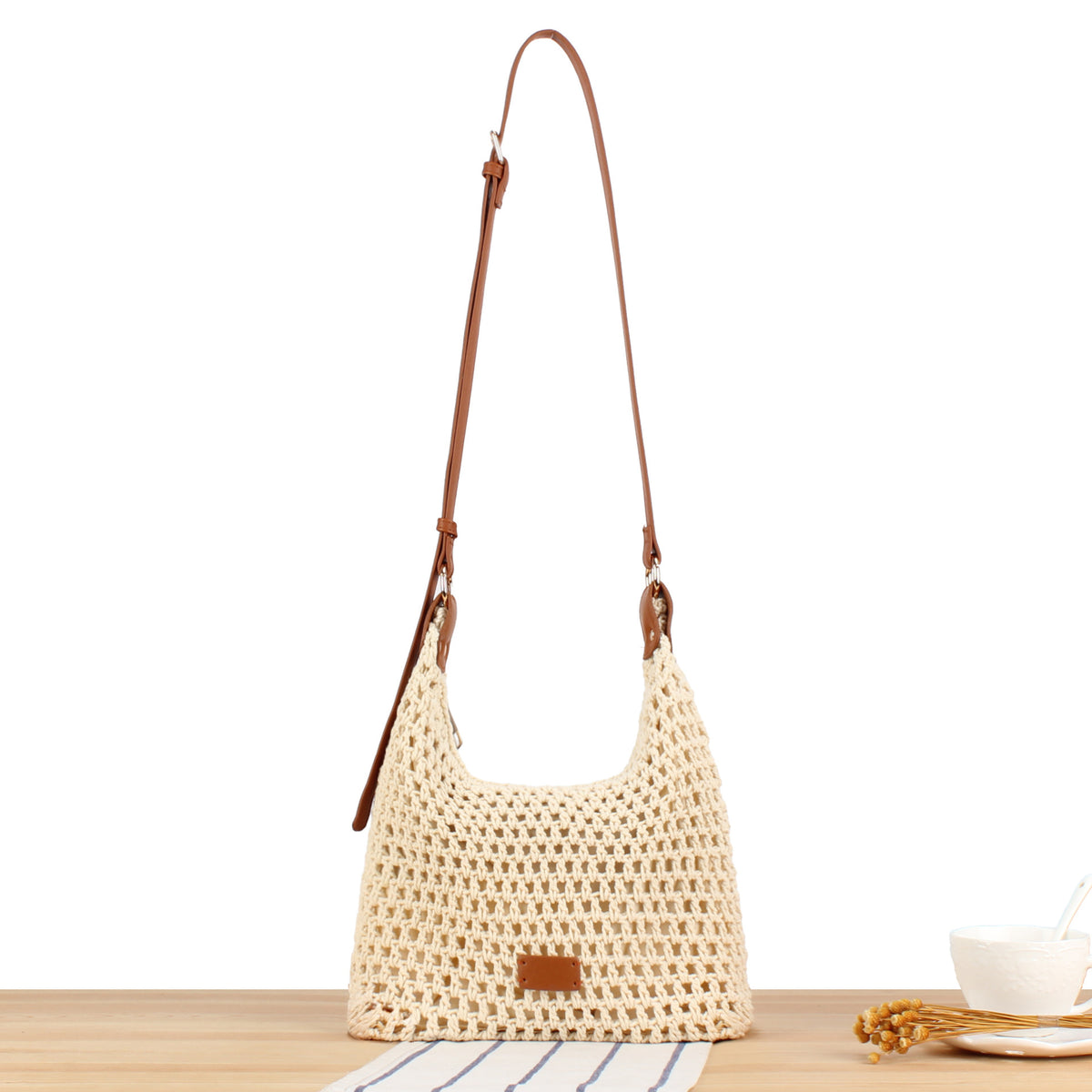 Hobo-Tasche Aus Handgewebtem Naturmaterial Brehn