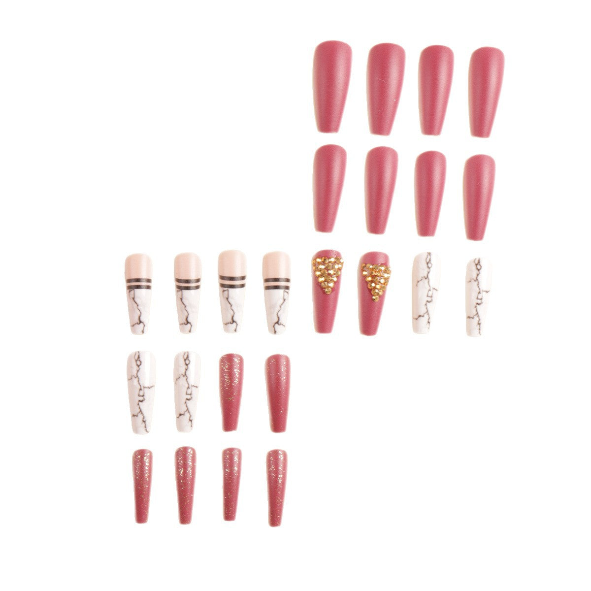 Elegantes Marmormuster Press-On Nagelkunst-Set Brehn