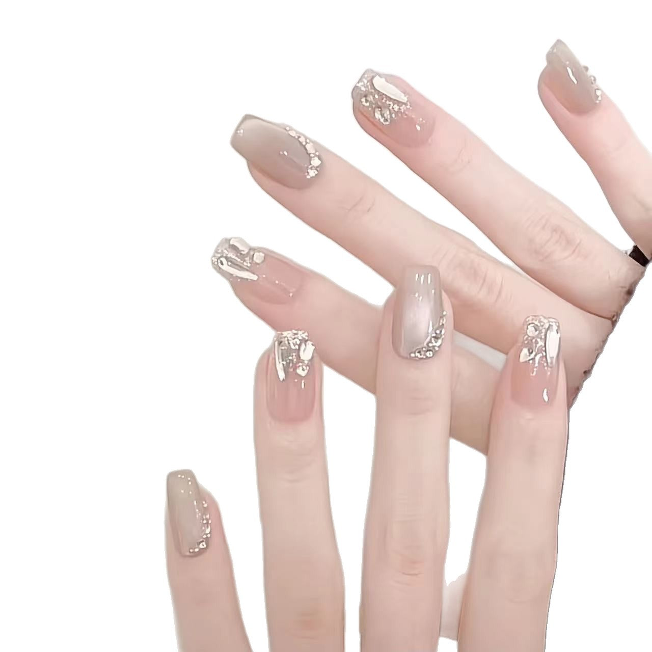 Elegantes mit Strass verziertes Press-On-Nagelset Brehn