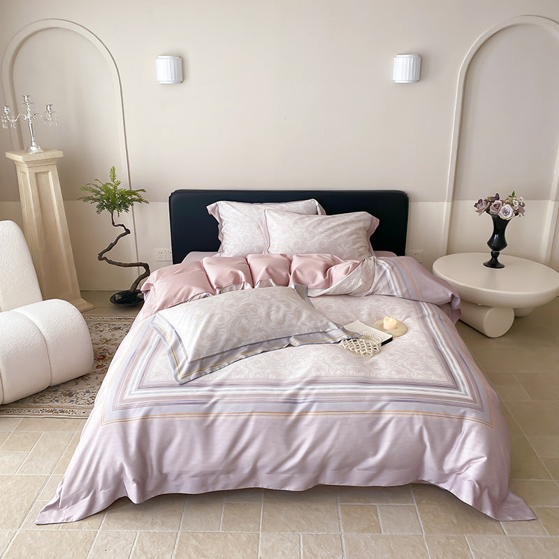 Botanisches Baumwollsatin Bettbezugset mit luxuriösem Satinrand & wendem Design
