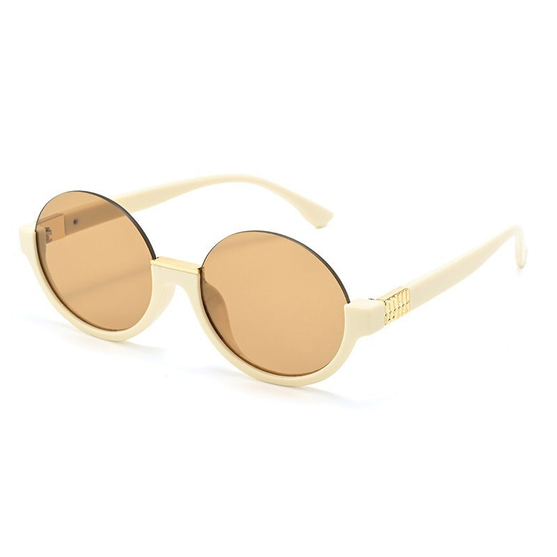 Damen moderne runde Sonnenbrille mit eleganten Akzenten und UV-Schutz Brehn