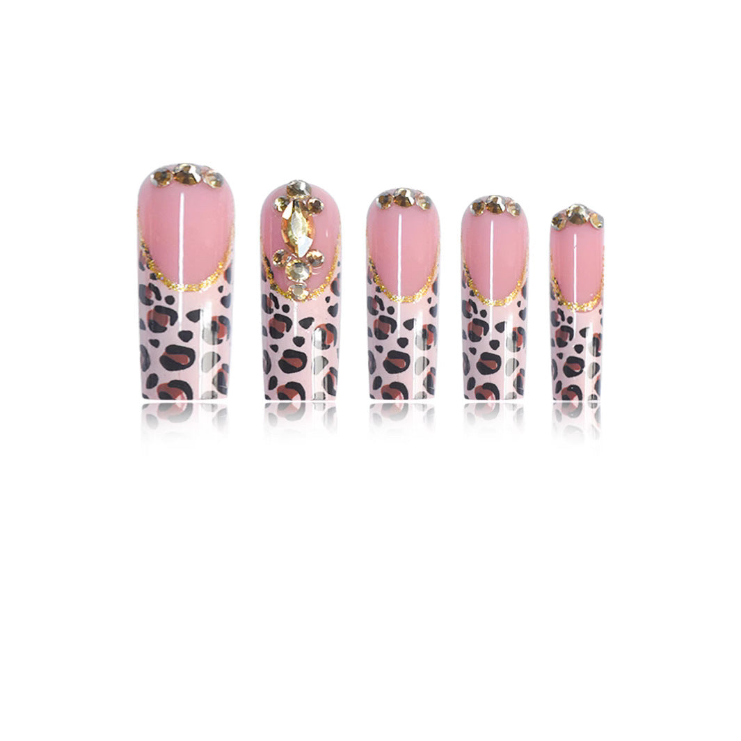 Luxuriöse Leopard-Print Press-On Nail Extensions Brehn