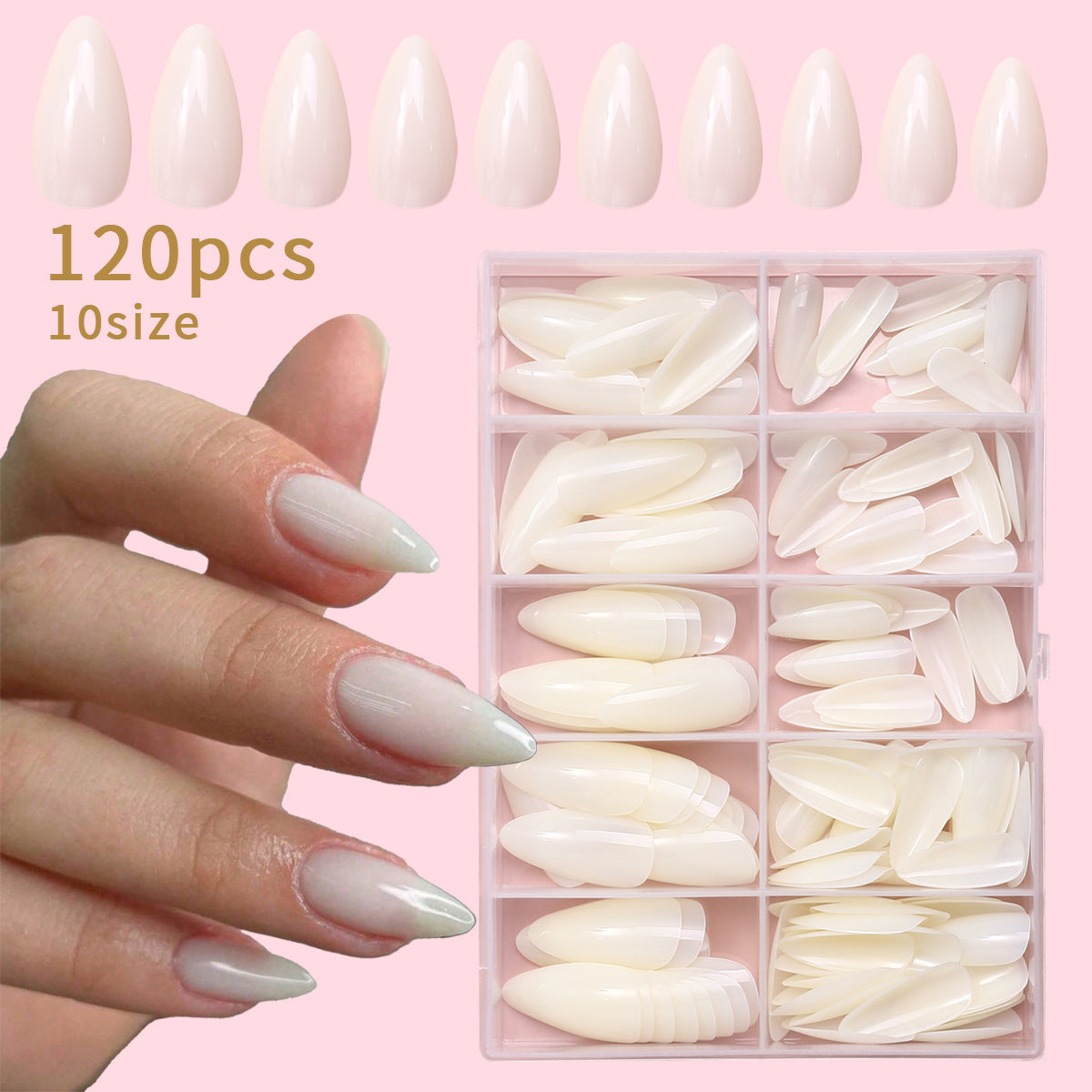Vollständige Abdeckung Glossy Press-On Nageltips Set