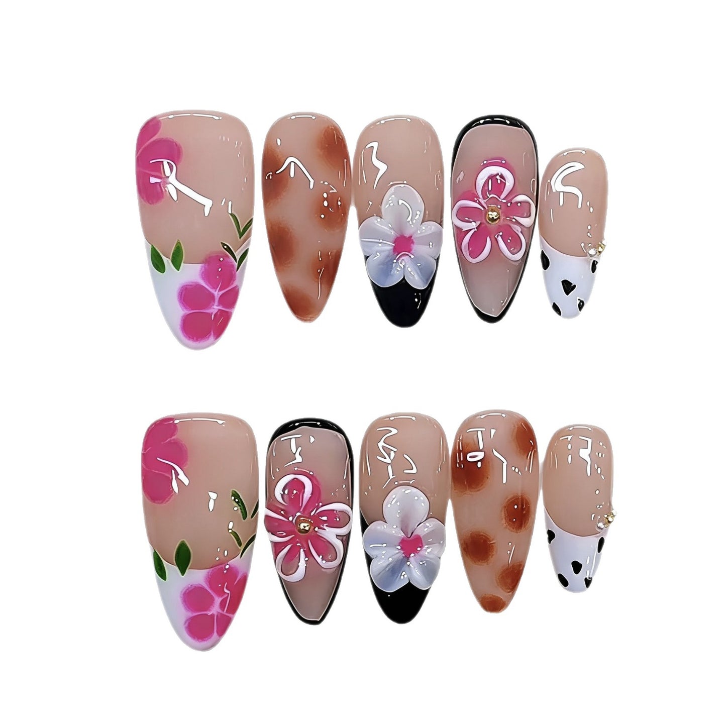 Künstlerisches Floral Press-On Nagelset Brehn 1787296026