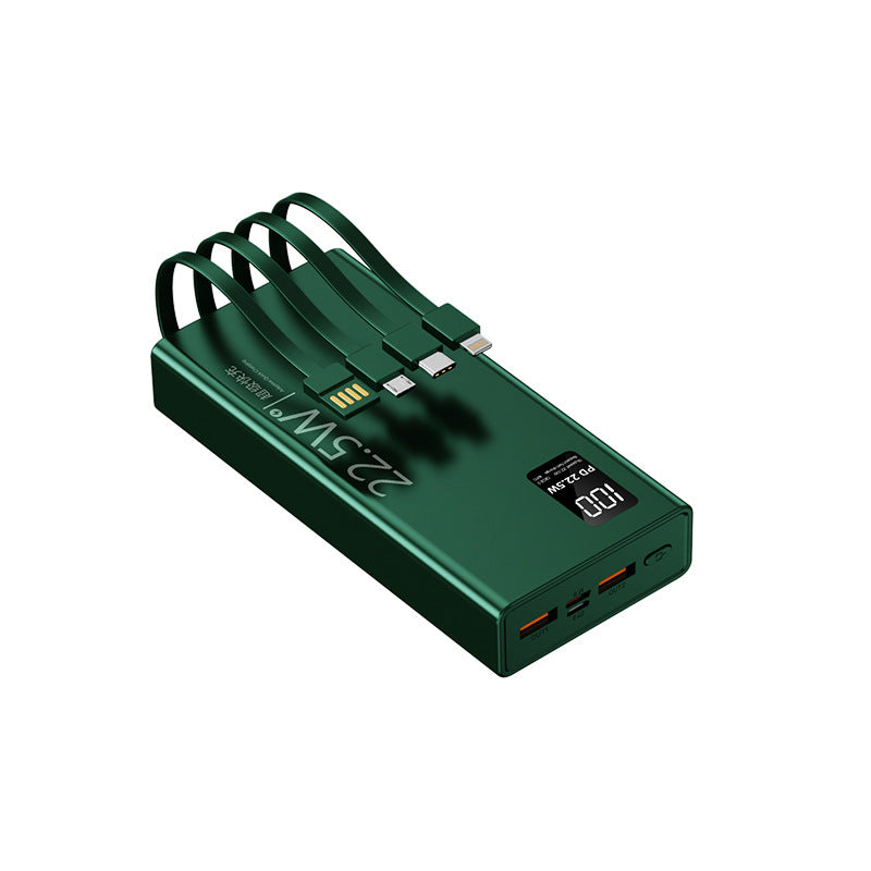 Multifunktionale Powerbank mit integriertem Kabelsystem und digitaler Leistungsanzeige Brehn