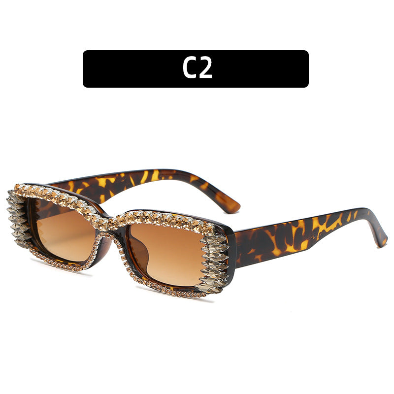Rhinestone-besetzte quadratische Rahmen-Sonnenbrille