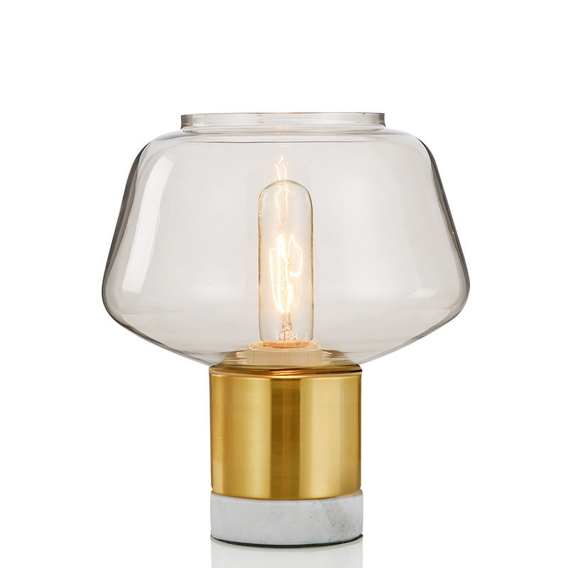 Geometrische Glas Tischlampe mit Messing- und Marmorbasis