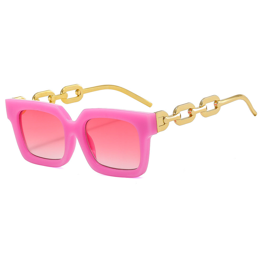 Damen modische quadratische Sonnenbrille mit luxuriösen Kettendetails Brehn