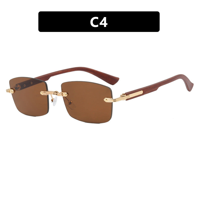 Damen quadratische Sonnenbrille mit Holzrahmen und gradienten Gläsern Brehn