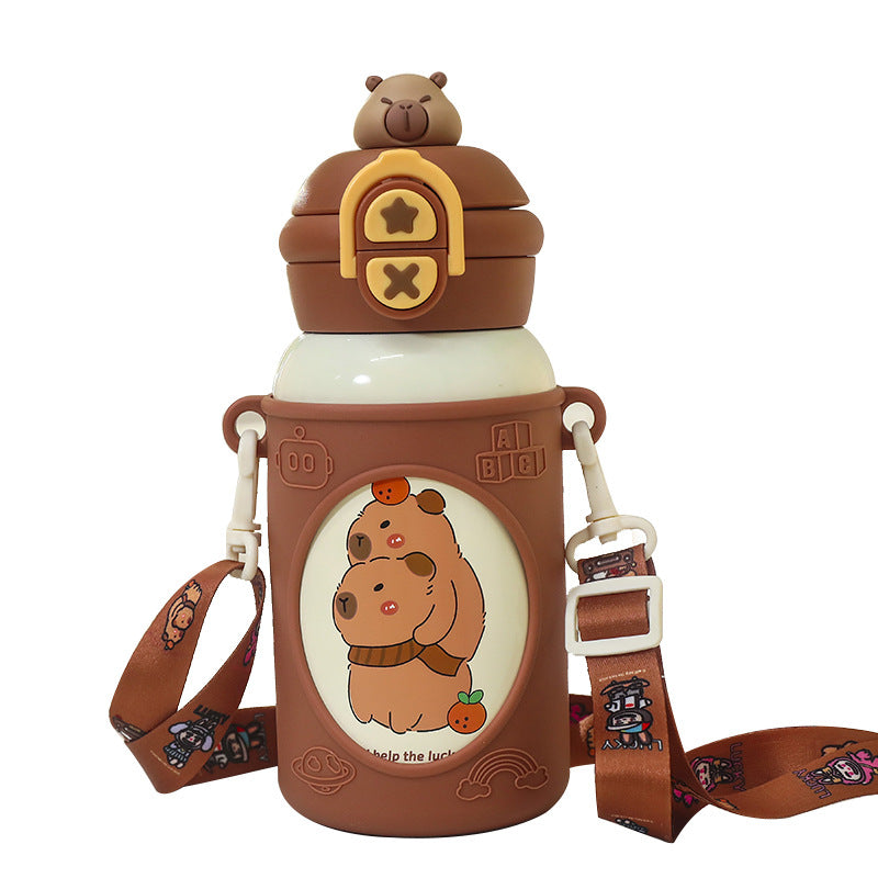 Damen isolierte Kinder-Trinkflasche mit ergonomischem Tragesystem und lustigem Tierdesign Brehn