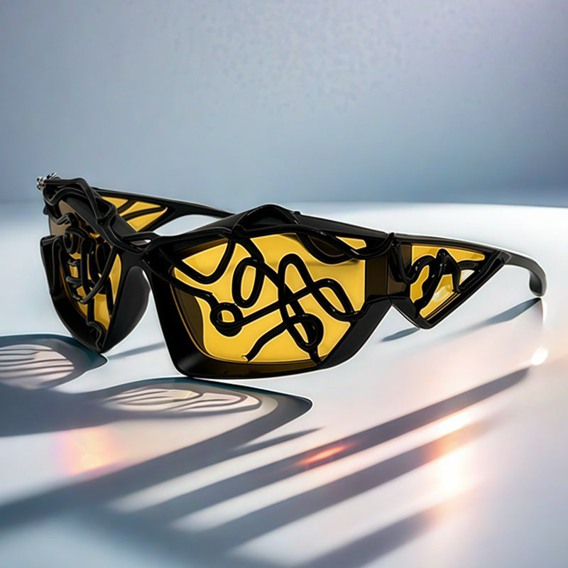 Damen Sportliche Sonnenbrille mit futuristischem Design Brehn
