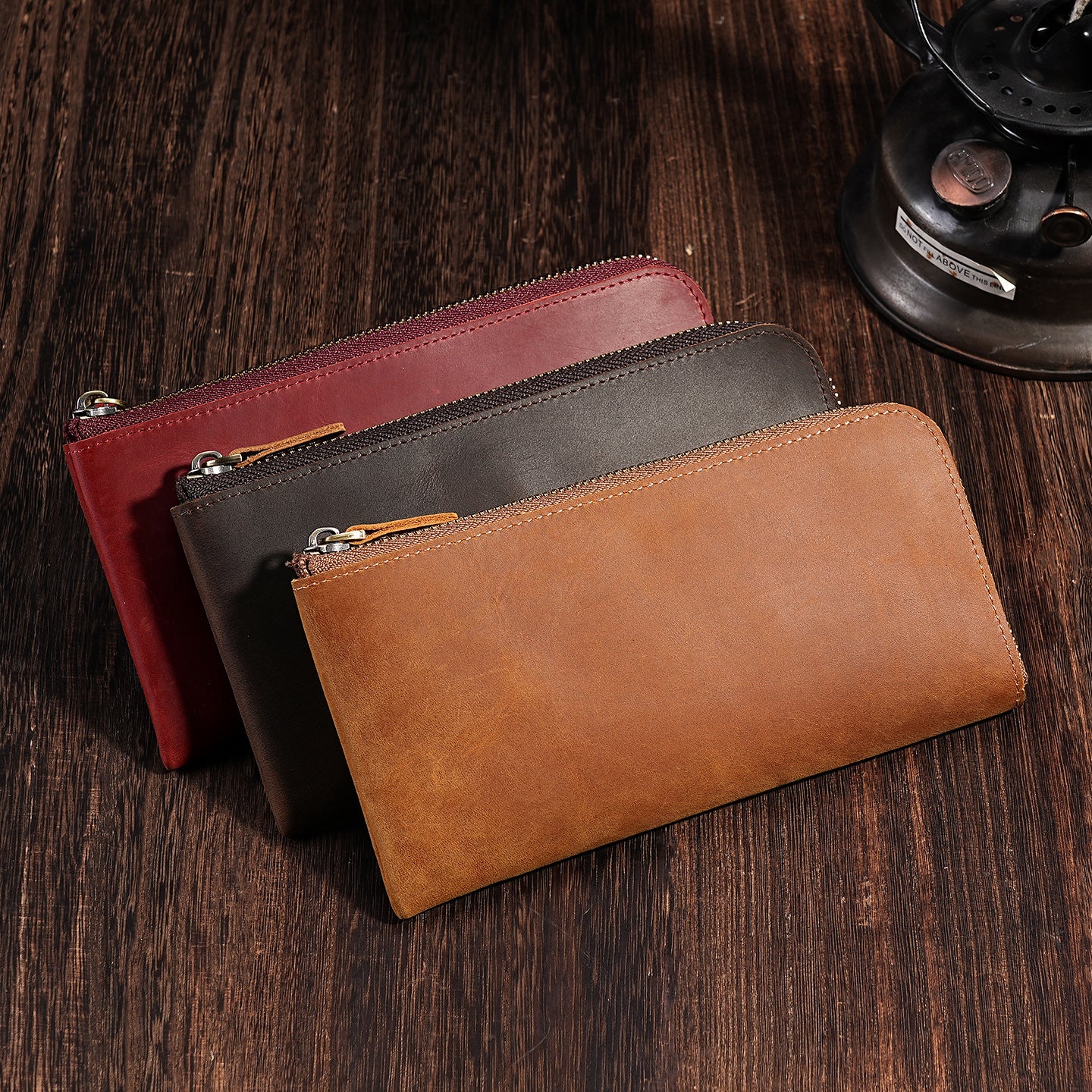 Premium Leder Reißverschluss Reise-Wallet