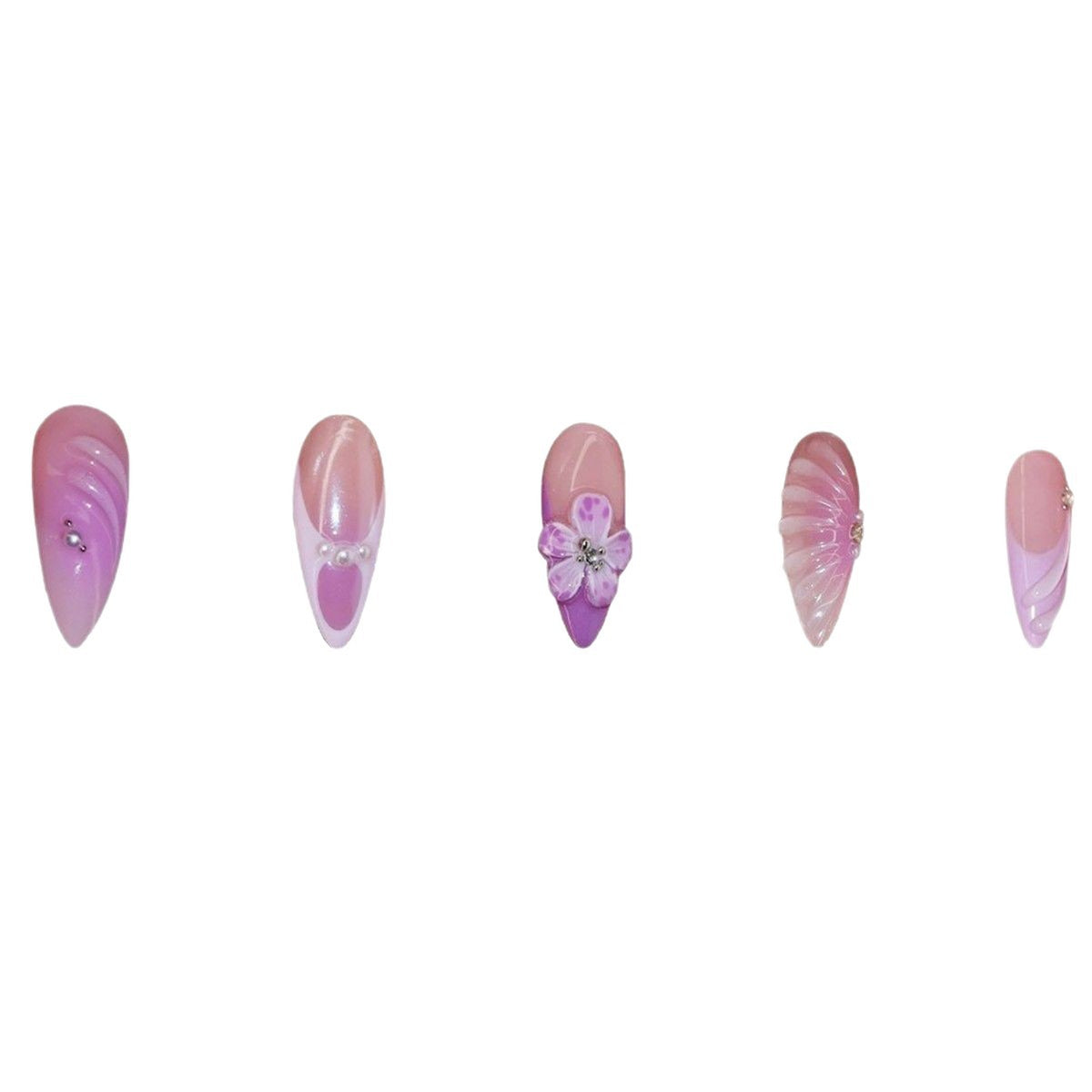 3D Dekorative Florale Press-On Nagelverlängerungen Brehn