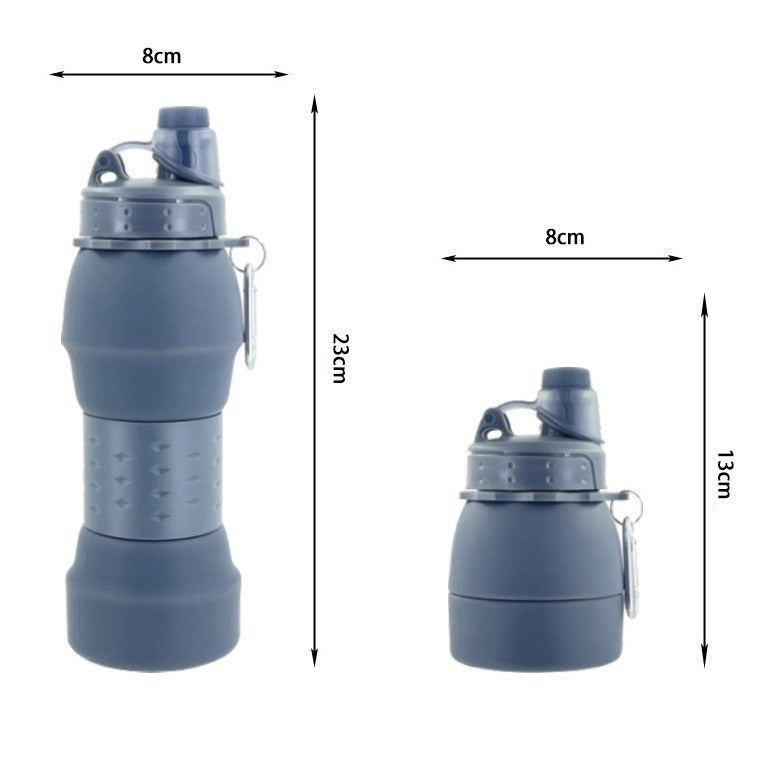 Damen faltbare Silikon-Trinkflasche mit praktischem Clip Brehn