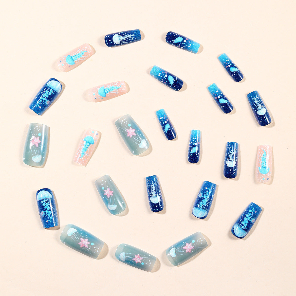 Jellyfish-Themen Acryl Nagelkunst Set Brehn
