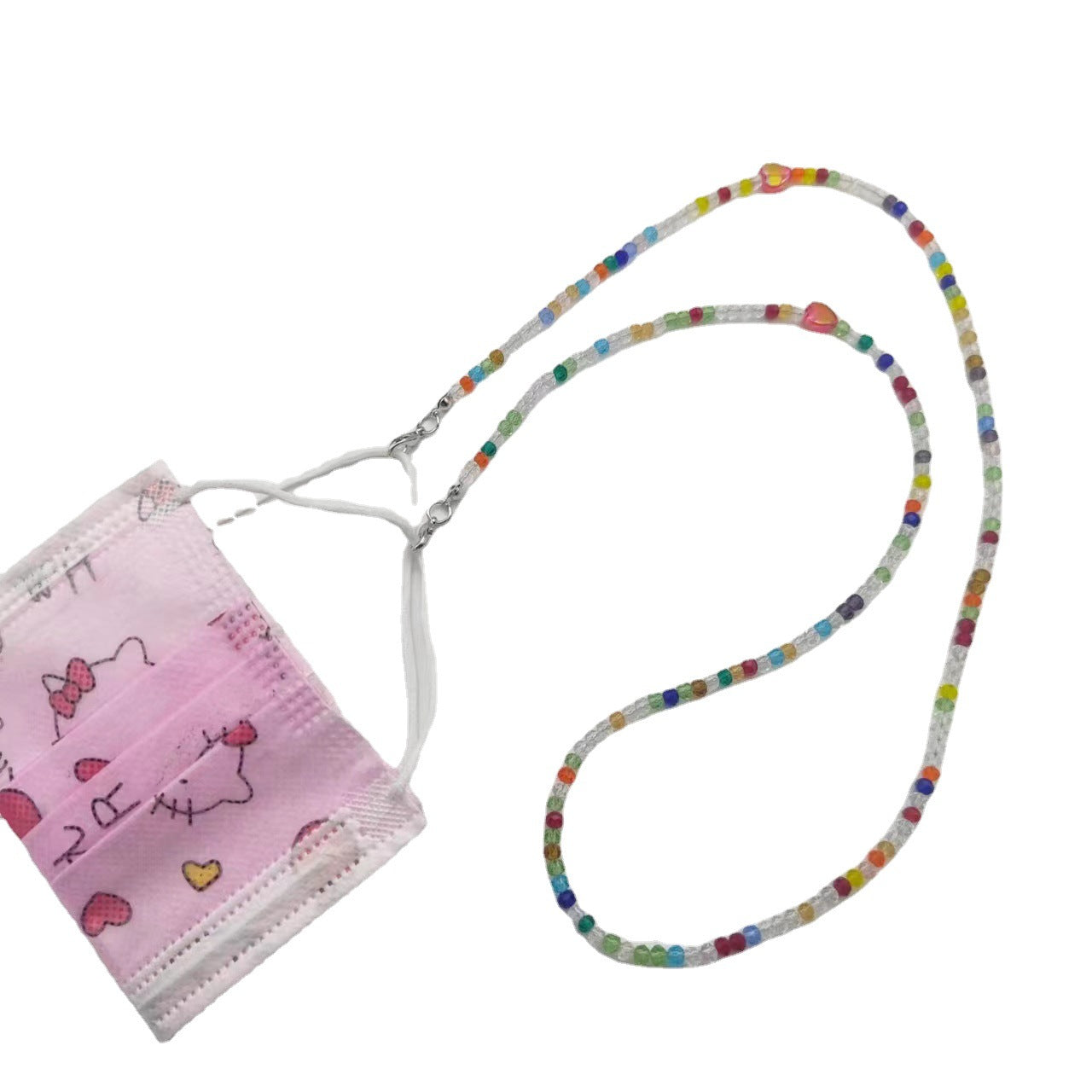 Bunte Glaskette mit Herzanhänger Brehn
