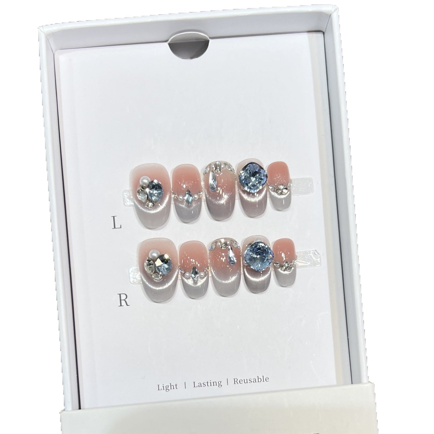 Wiederverwendbares, mit Strass verziertes Press-On Nagelset Brehn