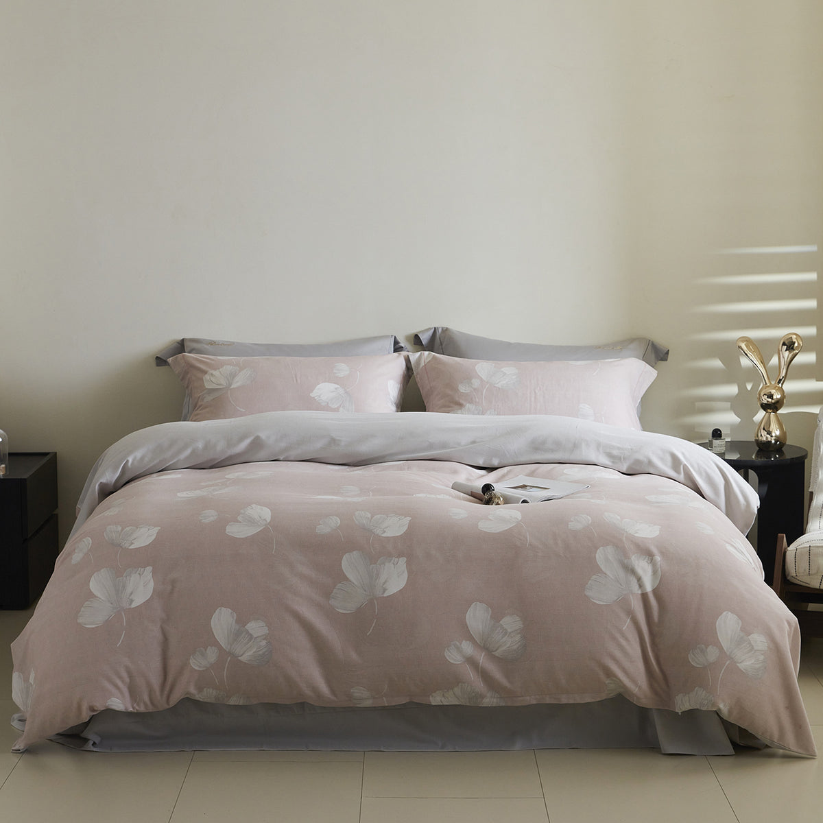 Ombre gestreiftes Baumwollsatin Bettbezug-Set