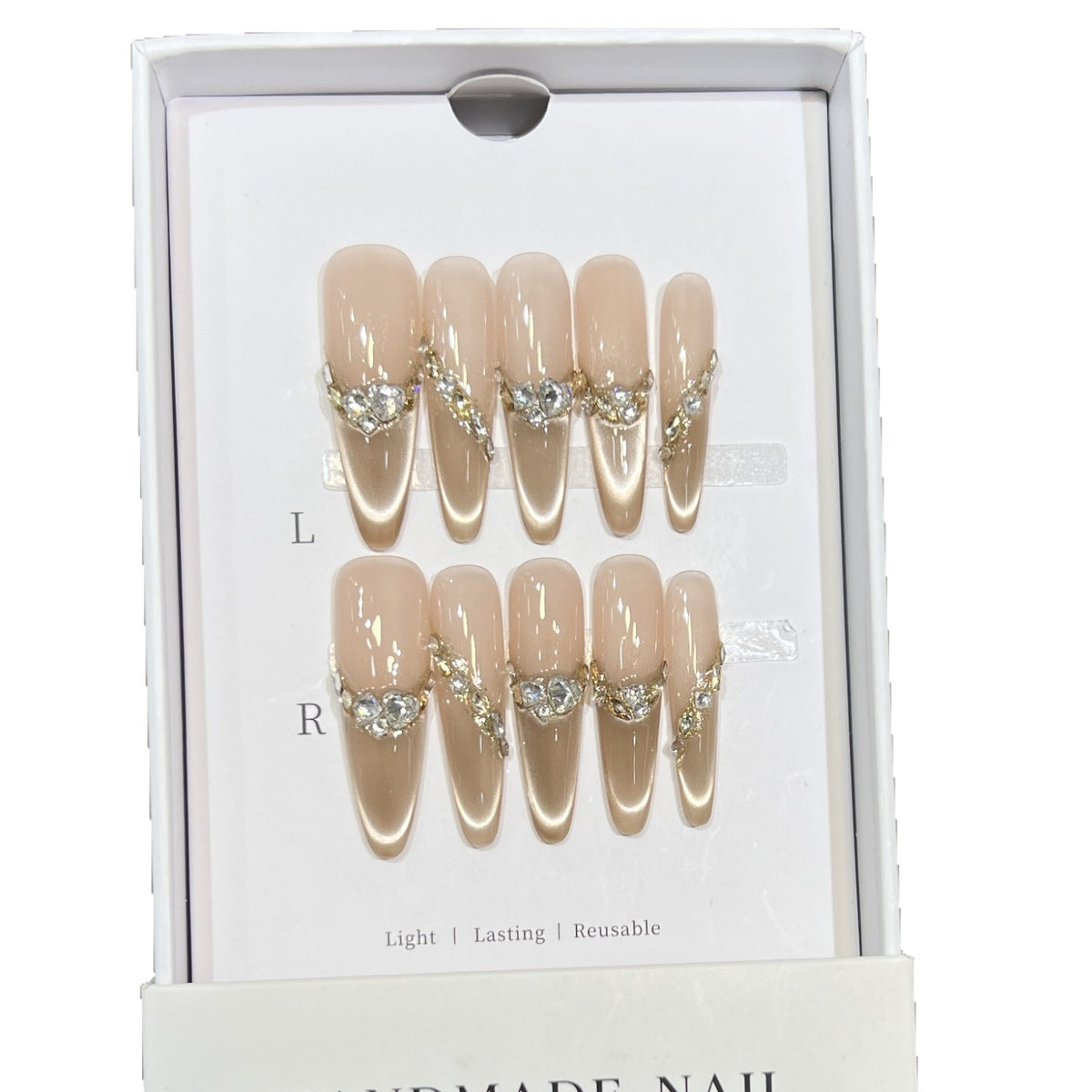 Elegantes Stiletto Press-On Nail Set mit Rhinestones-Design Brehn