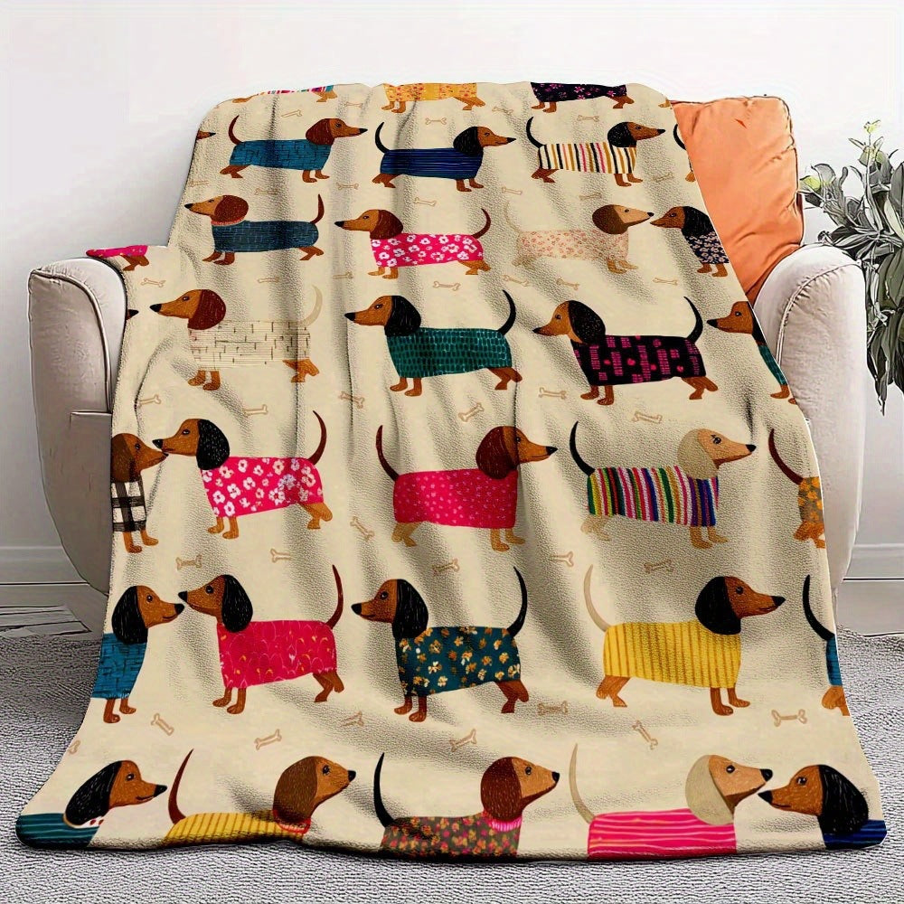 Weiche Cartoon-Dackel-Themen-Fleece-Decke