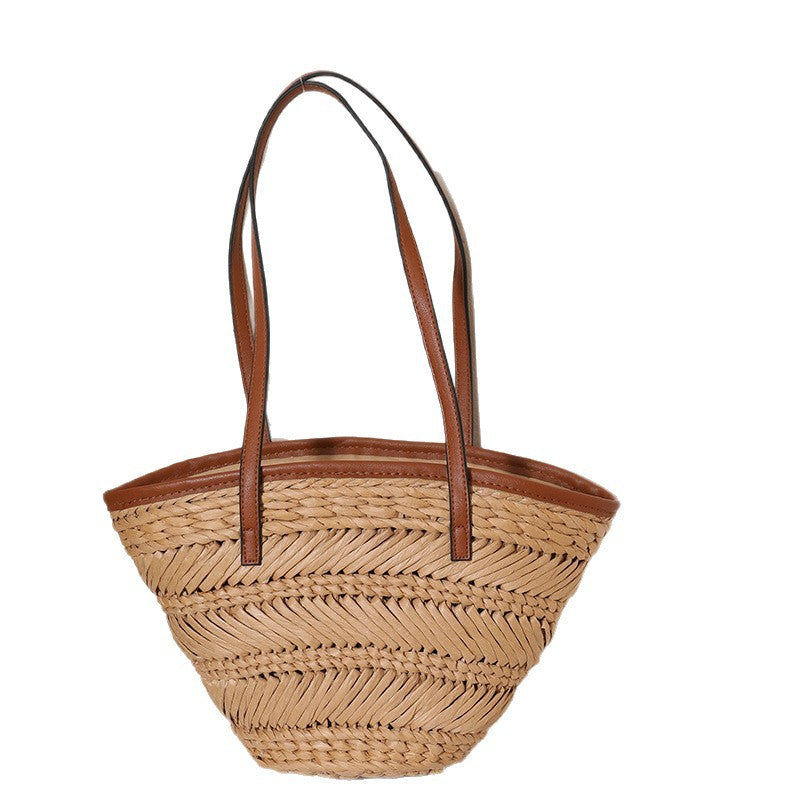 Damen Korb-Handtasche mit stilvollen Lederakzenten Brehn