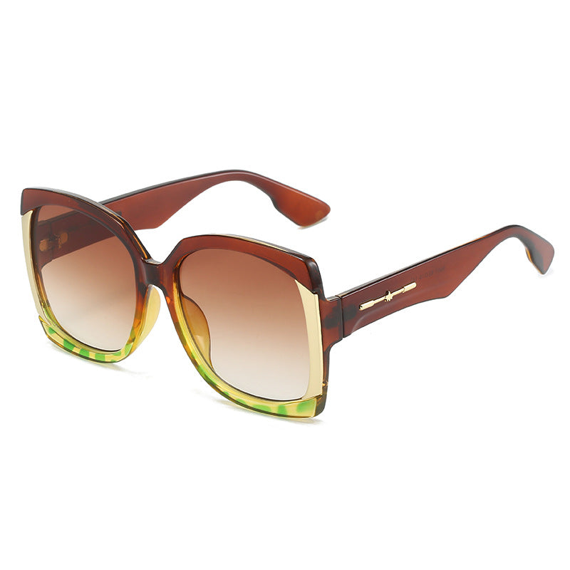 Übergroße Schildpatt-Sonnenbrille mit goldenen Akzenten Brehn