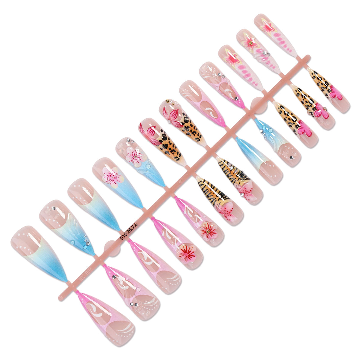 Kunstnagelset mit floralen und tierischen Designs Brehn