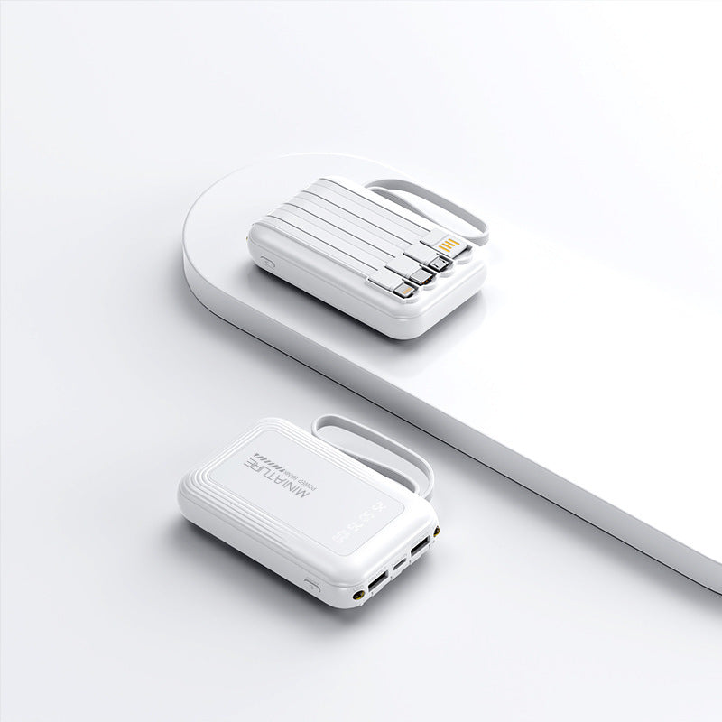 Praktische Powerbank mit kabelloser Schnellladefunktion und integriertem Kabelsystem Brehn