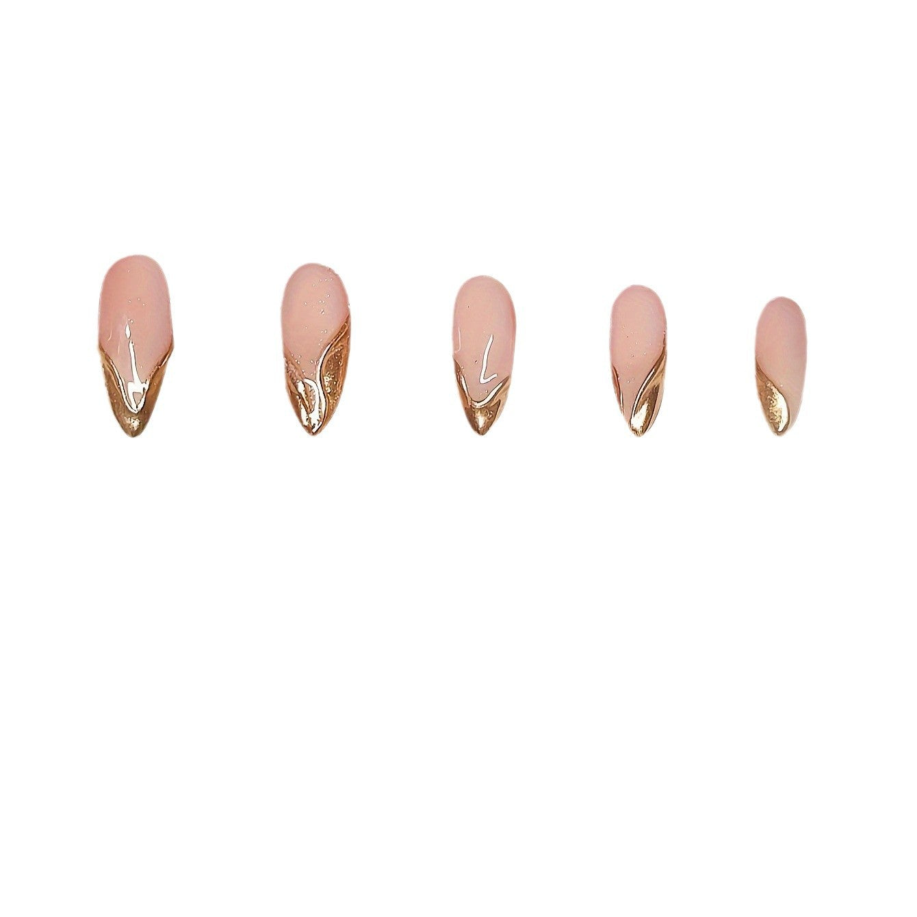 Elegante Stiletto Press-On Nägel mit goldenen Akzentspitzen Brehn
