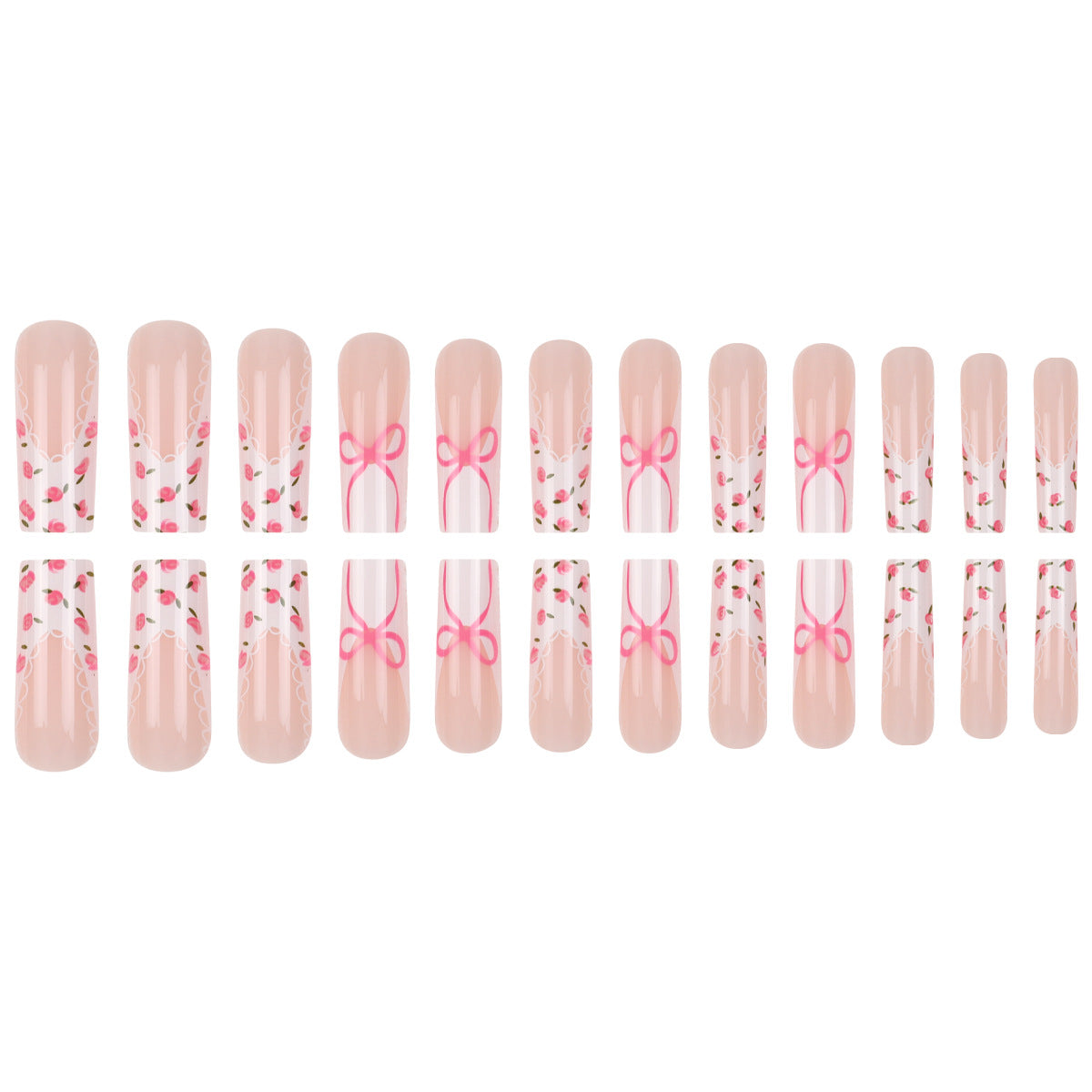 Blumen Bogen-verzierte Press-On Nagelset Brehn