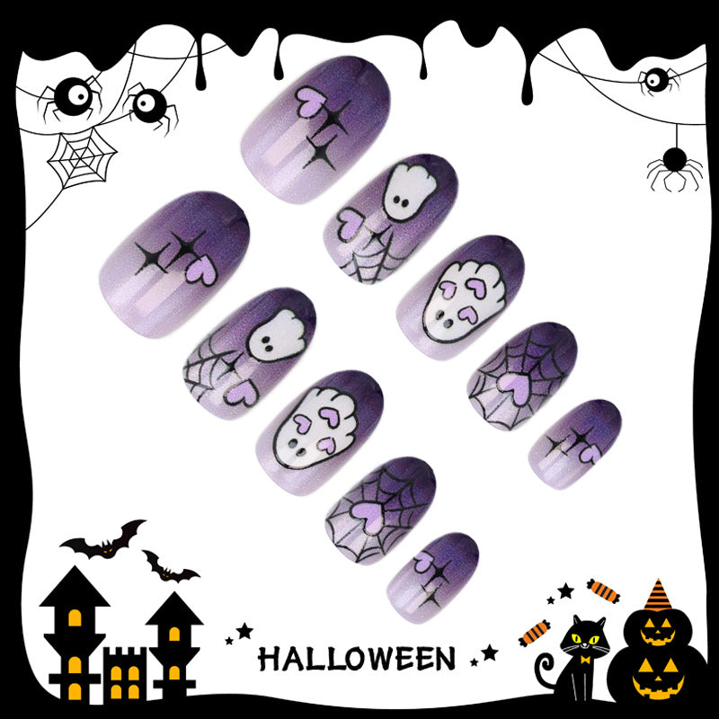 Halloween Kunstnagelset mit Geister- und Spinnenmotiven Brehn