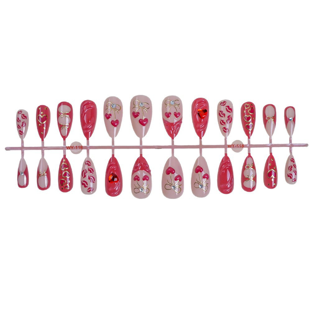 Romantisches Herz-Themen Press-On Nagel Set Brehn