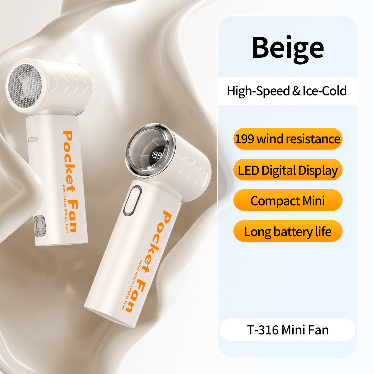 Unisex nan kompakter USB-Handventilator mit LED-Display und leistungsstarkem Motor Brehn