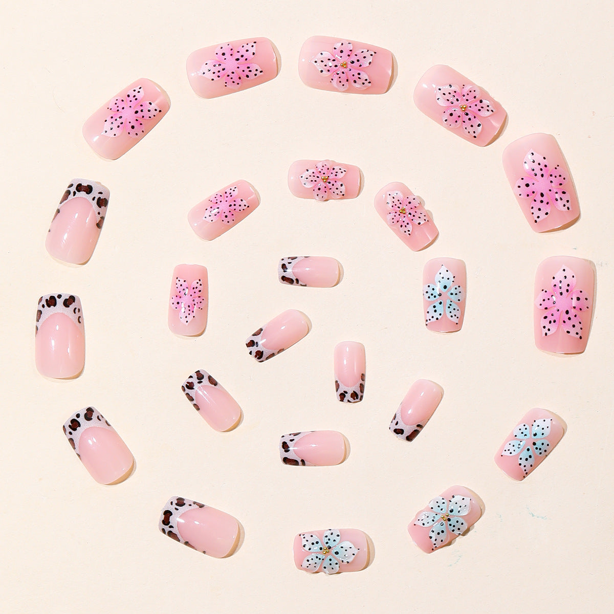 Dekoratives Floral Acryl Nagelkunst Set Brehn