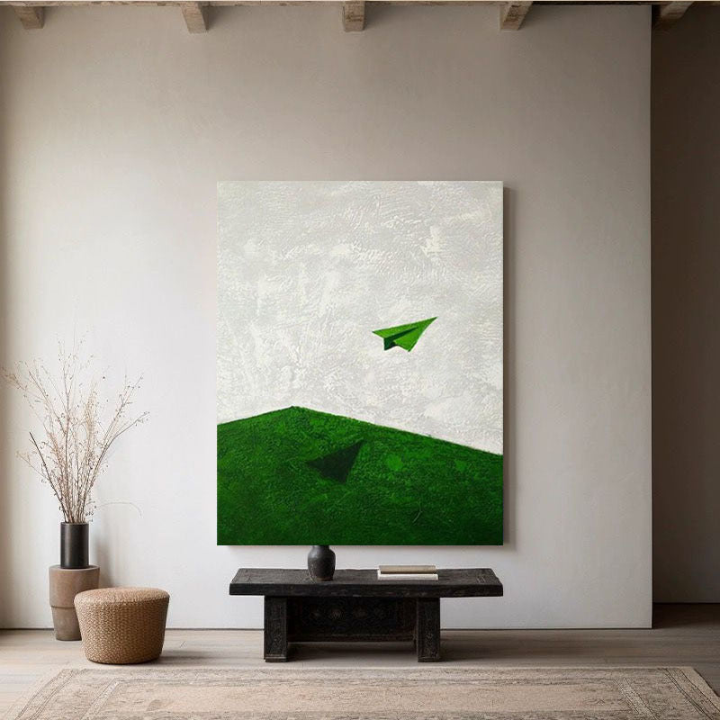 Abstractes Papierflugzeug Leinwandkunstwerk