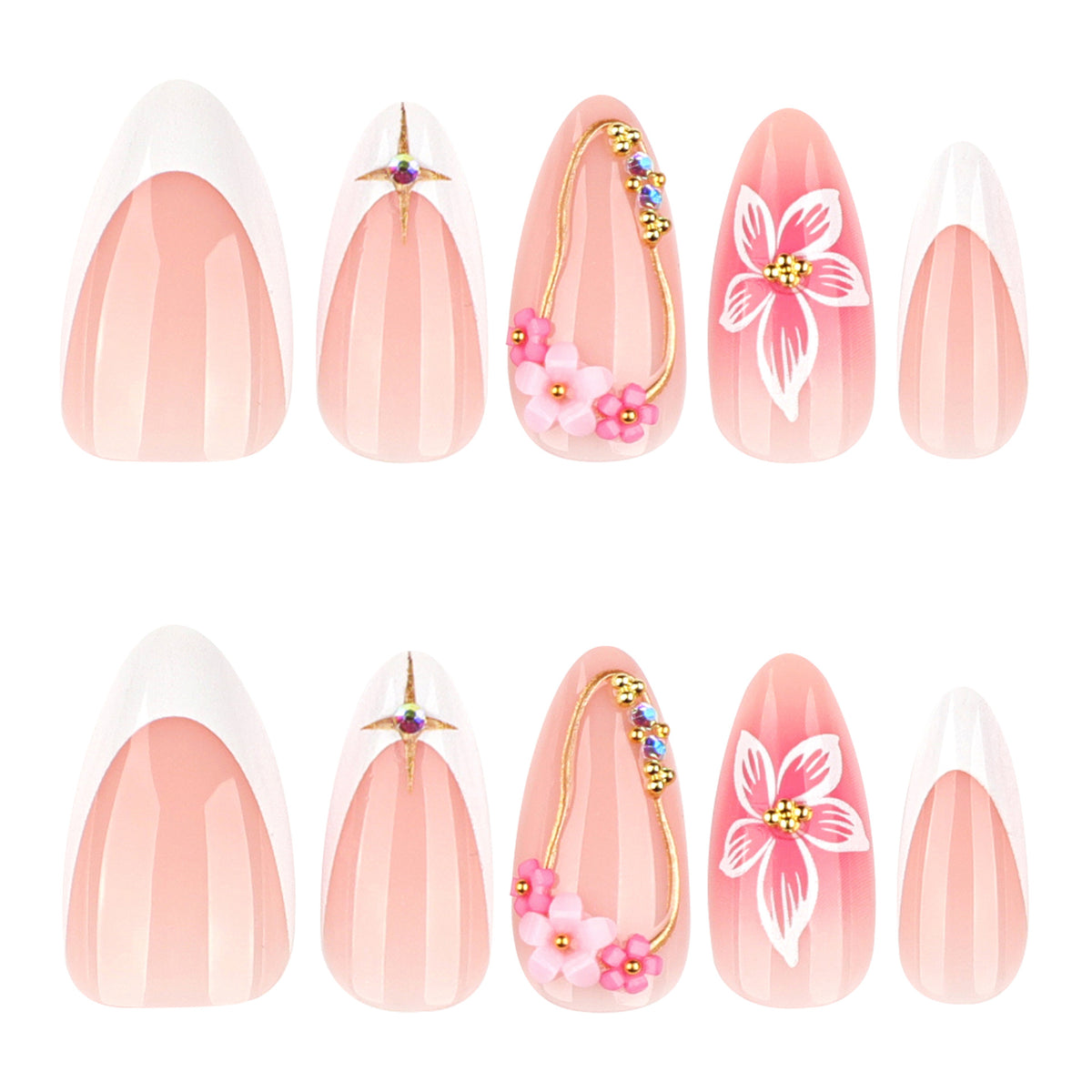 Kunstvolle Nagelverlängerungen mit floralen Akzenten Brehn