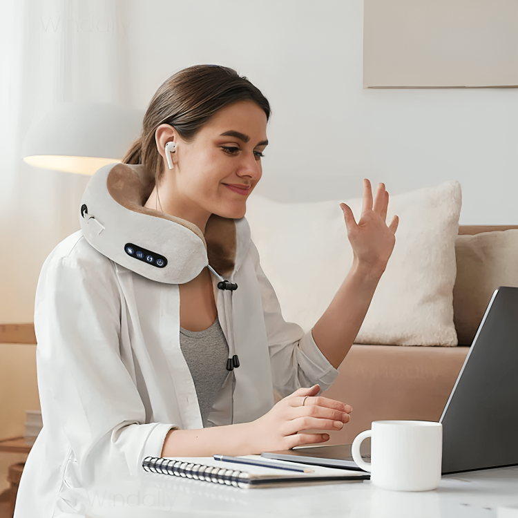 Brehn | Heated Neck Massage Pillow mit Memory Foam – Ergonomisch und Tragbar