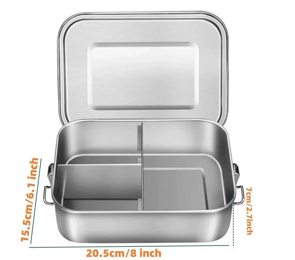RVS Bento-Lunchbox 800 ml – Auslaufsicher, Fächer, Spülmaschinenfest
