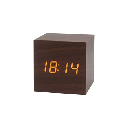 Brehn | Hölzerner LED-Wecker mit Temperaturanzeige, digitaler Uhrzeit-Anzeige und minimalistischem Design – Perfekt für Schlafzimmer und Büro