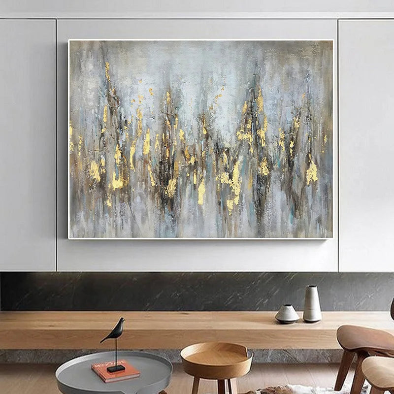 Modern Golden Gray Vintage Urban Abstrakte Wandkunst Fein Kunst Leinwanddruck Große Formate Bilder Für Wohnzimmer Esszimmer Kunst Dekor | Brehn
